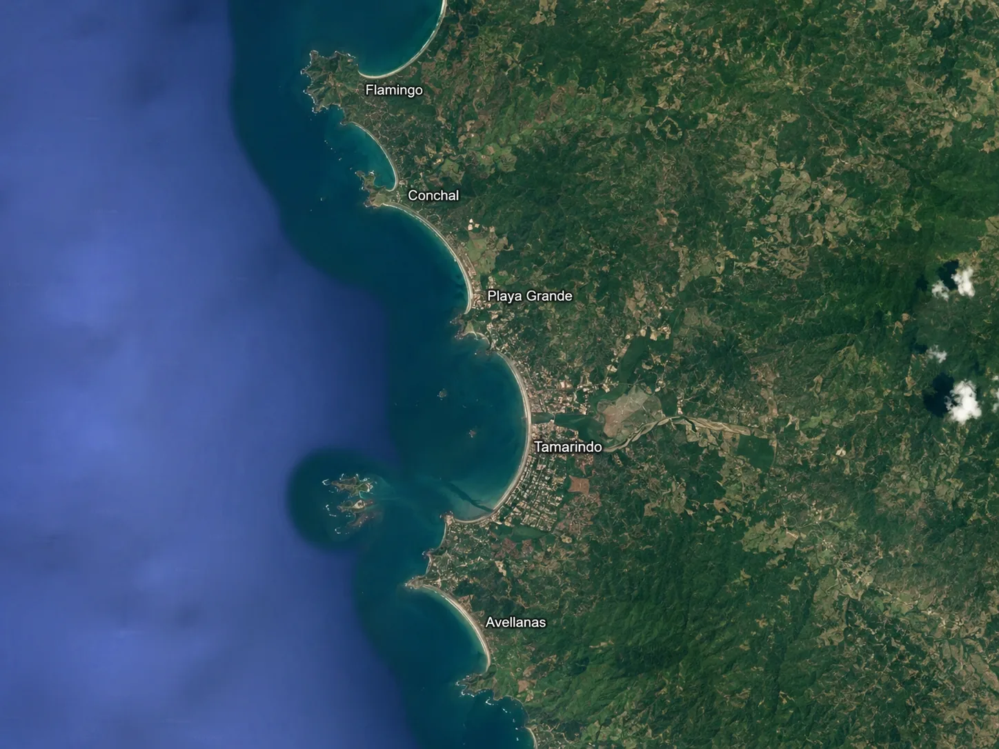 Map of the coast from Flamingo to Avellanas